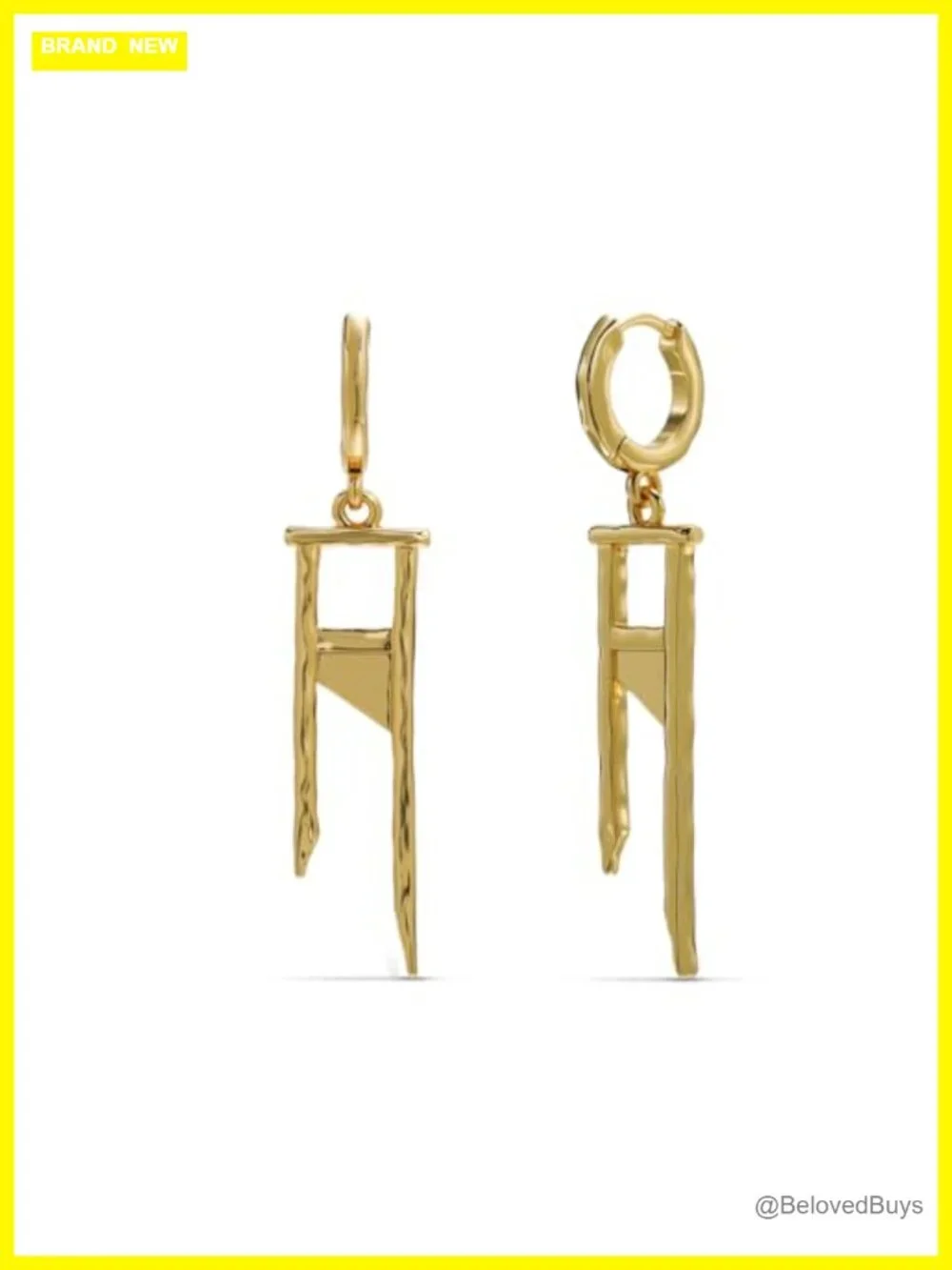 Gothic Spiked Hoop Dangle Earrings 18K Gold Plated Punk Statement Jewelry